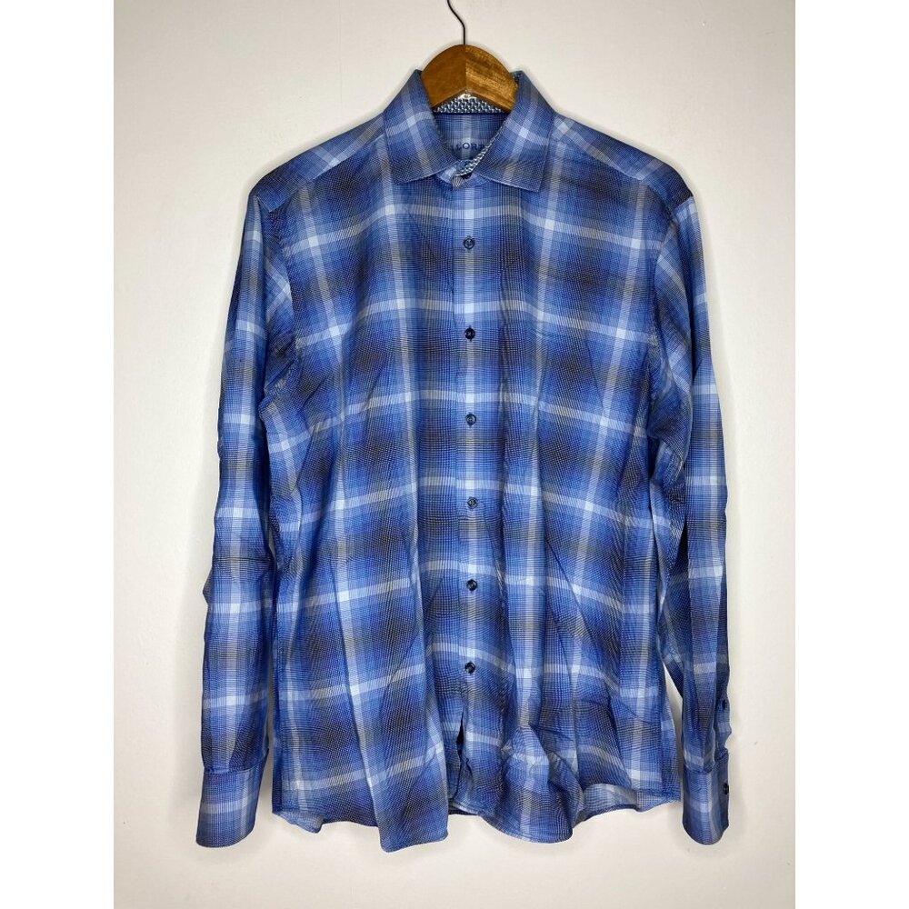Tailorbyrd Men's Long Sleeve Plaid Button Down Shirt Classic Fit Size Large Blue